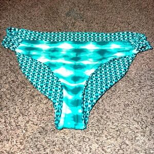 Aqua and teal tie die reversible bikini bottoms s/m